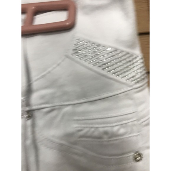 Diva Star Push Up Medium Rise Jeans White Capri Embellished - Picture 6 of 15